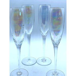 Toscany Iris Iridescent Fluted Champagne Glasses Set of 4